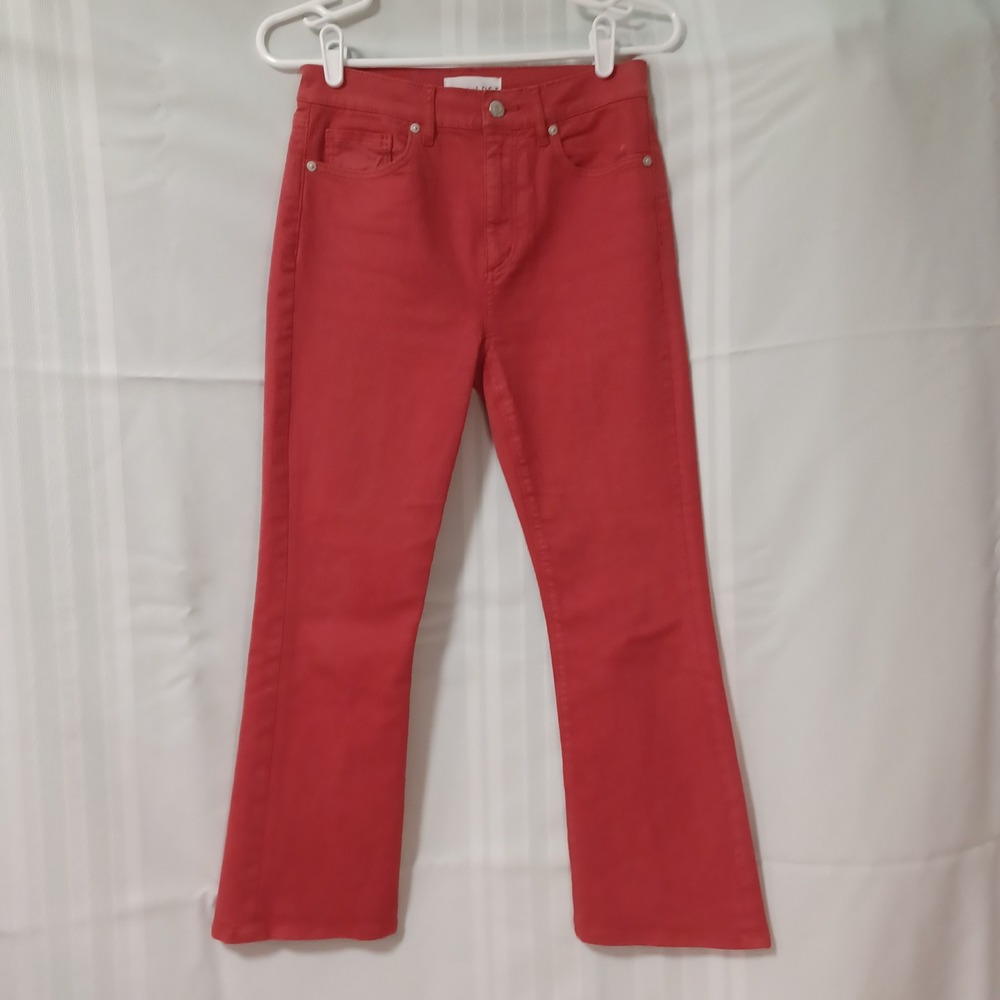 LOFT The Kick Crop Jeans‎ Red High Rise Flare Denim Pants 596433 Size 0 / 25P